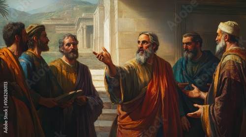 scene of Paul and Barnabas preaching to the Gentiles, symbolizing the expansion of the gospel beyond the Jewish community, photo