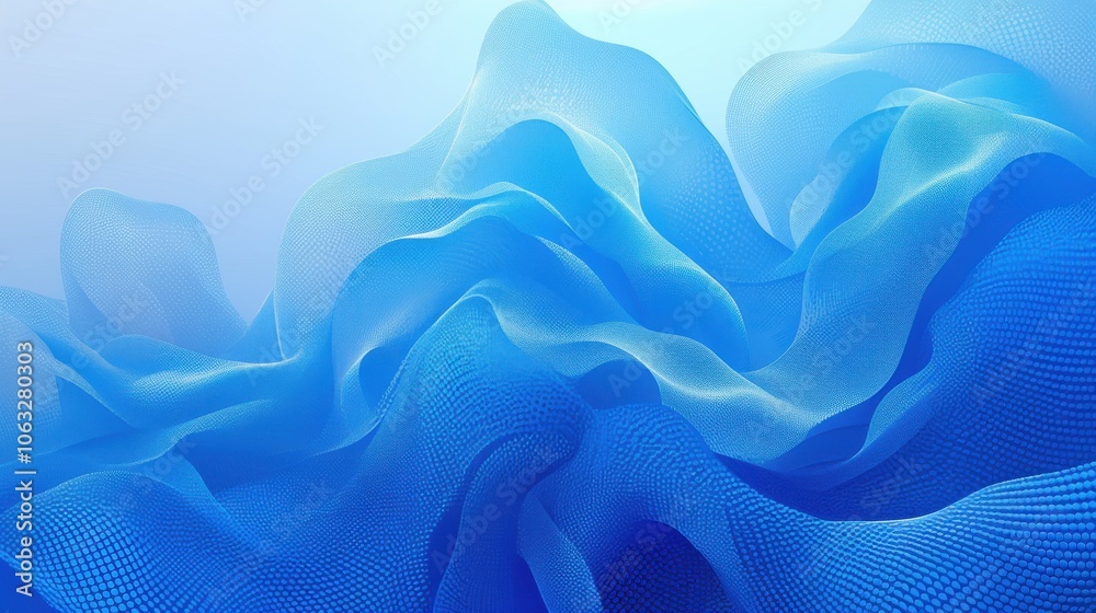 Obraz premium A mesmerizing abstract wave pattern in varying shades of blue, creating a tranquil and serene atmosphere.
