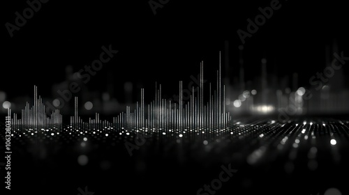 graph chart with metallic silver tones on a black background photo