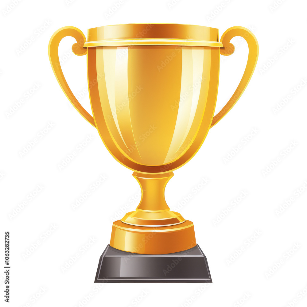 Golden Trophy Symbolizing Achievement, Victory, and Excellence in Competition isolated on transparent background