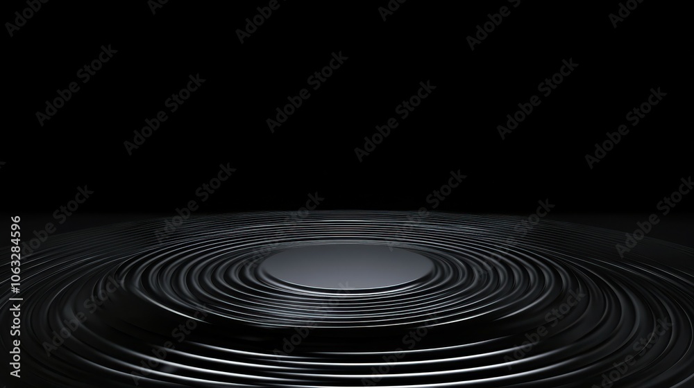 Ripple podium surface tech template, concentric waves sound effect black digital background Ripple podium surface tech template, concentric waves sound effect black digital background