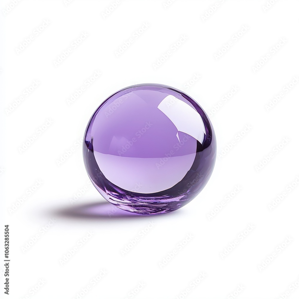 Transparent purple glass sphere on a white isolated background. Transparent purple glass sphere on a white isolated background.