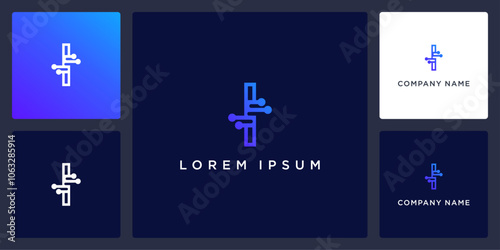Letter I data tech logo and icon editable vector