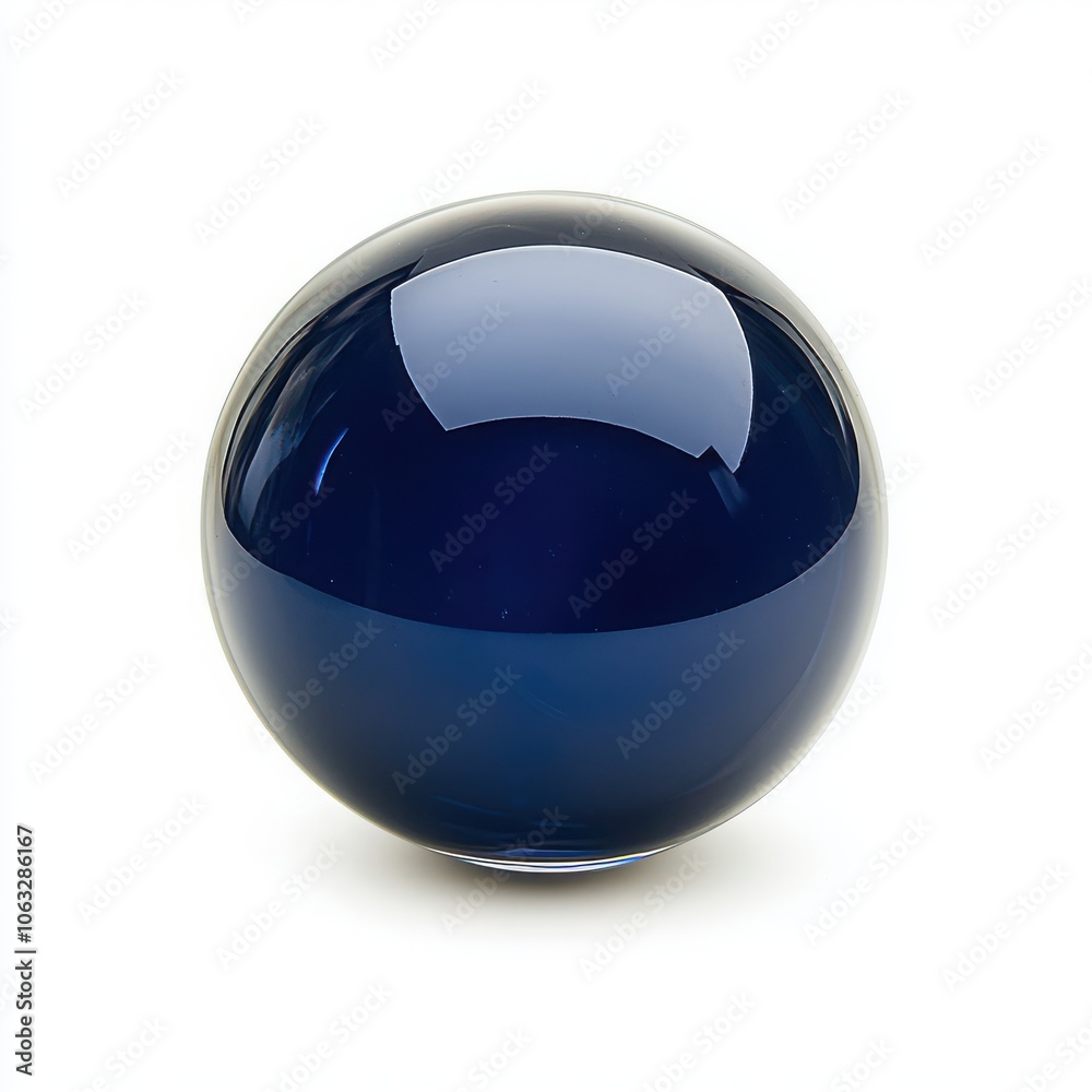 Navy blue glass orb with a smooth surface, isolated on a white background. Navy blue glass orb with a smooth surface, isolated on a white background.