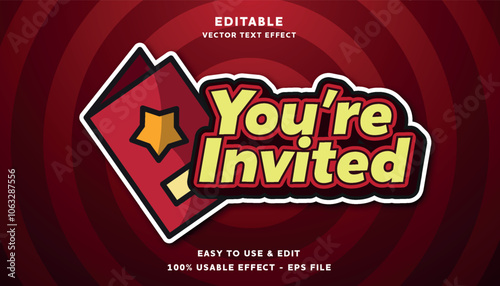 you're invited editable text effect with modern and simple style