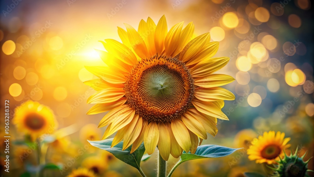 Fototapeta premium The Elegance and Charm of Beautiful Sunflower Petals Captured in a Portrait Photography Style, Showcasing Their Delicate Texture and Vibrant Colors Against a Soft Background