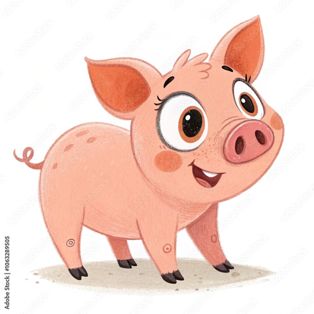 Cute piglet in cartoon style. Piglet isolated on white background Cute piglet in cartoon style. Piglet isolated on white background