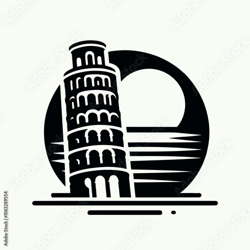 pisa tower logo illustration