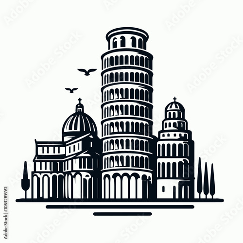 pisa tower logo illustration
