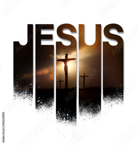 Fotografija Jesus Christ Passion on Golgotha ​​Hill Holy Week Background, Cross, Symbol of J