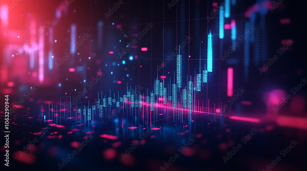 Business growing graph chart technology glowing background Business growing graph chart technology glowing background