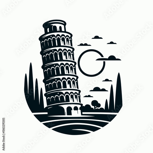 pisa tower logo illustration
