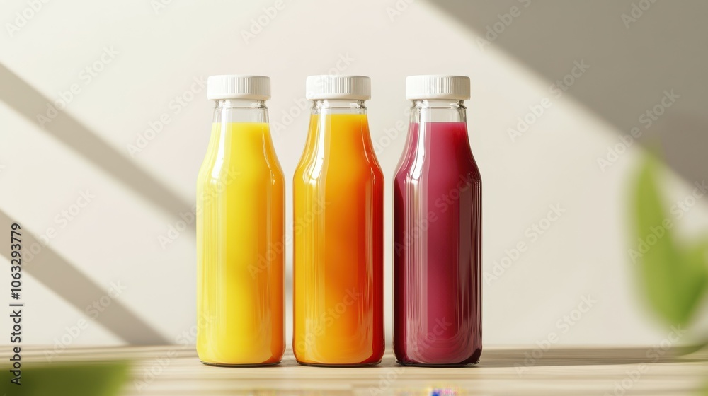 Set of 3 Juice Glass Bottle Mockup Set of 3 Juice Glass Bottle Mockup