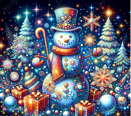 Cute snowmen illustration ideal for 20 oz tumbler wrap sublimation. Christmas illustration for postcards, banners, posters, packaging, paper, and web design.