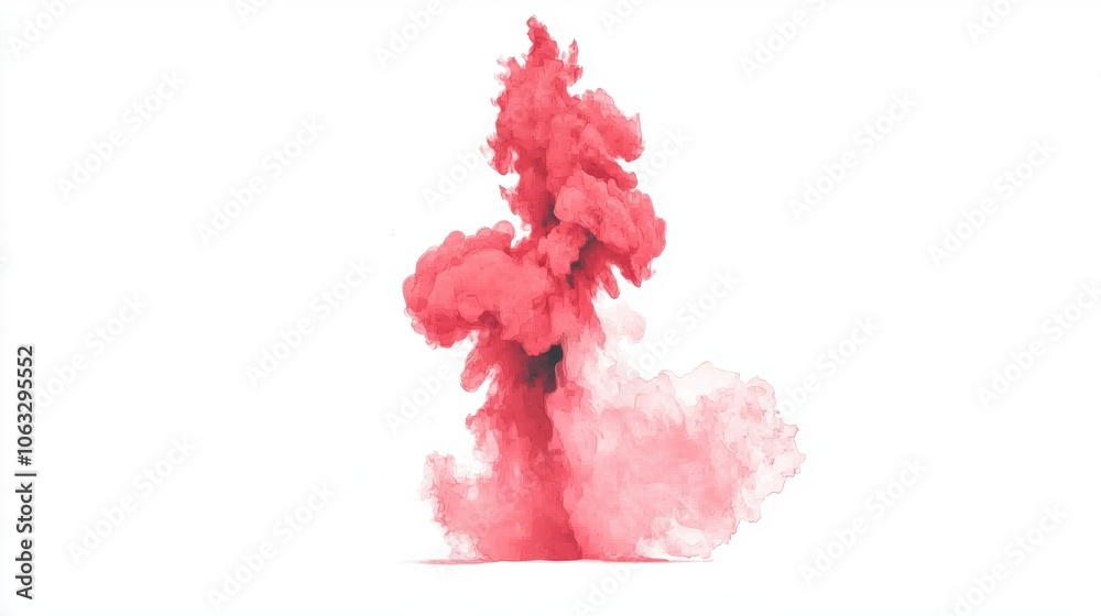 Fototapeta premium Orange Dust Cloud in Atmospheric Effect White Background