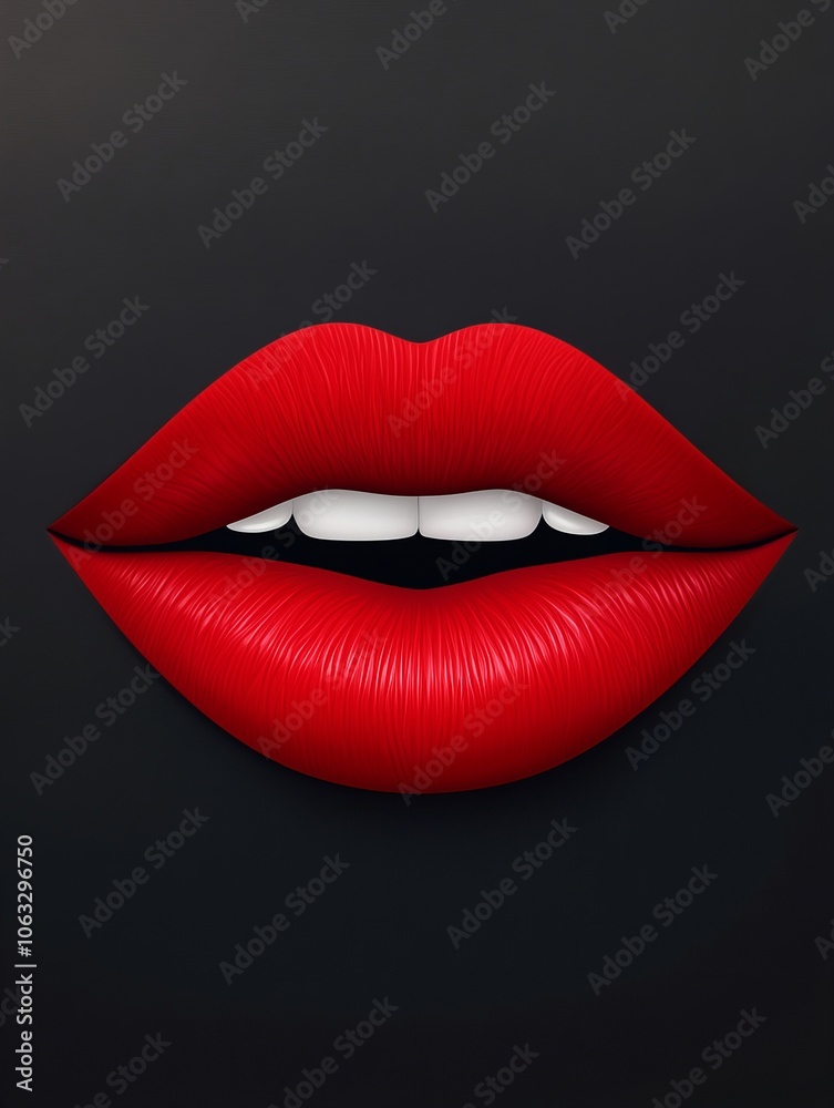 Bold red lips against a black background, emphasizing the vibrant color and smooth texture for a striking, minimalist composition Bold red lips against a black background, emphasizing the vibrant color and smooth texture for a striking, minimalist composition