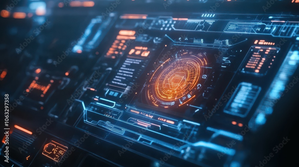 The abstract HUD display shows sci-fi futuristic frame information The abstract HUD display shows sci-fi futuristic frame information