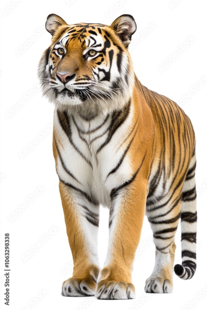 Obraz premium Tiger's face with vivid stripes.