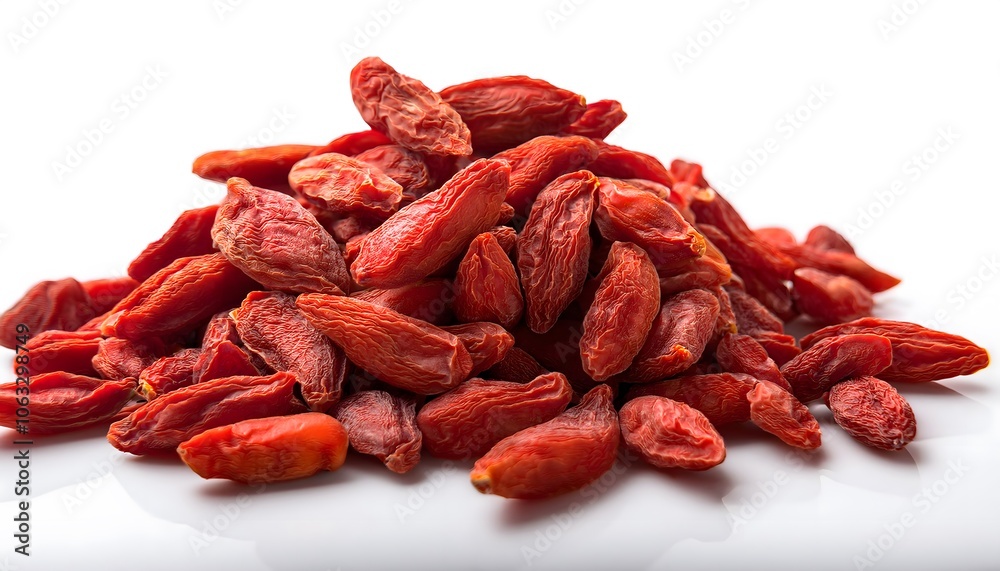 Pile of dried goji berries in a high-resolution macro shot Pile of dried goji berries in a high-resolution macro shot