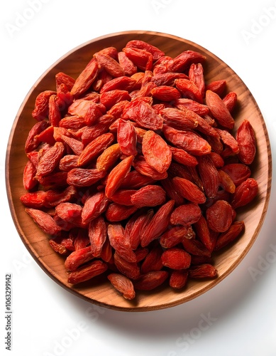 Pile of dried goji berries in a high-resolution macro shot