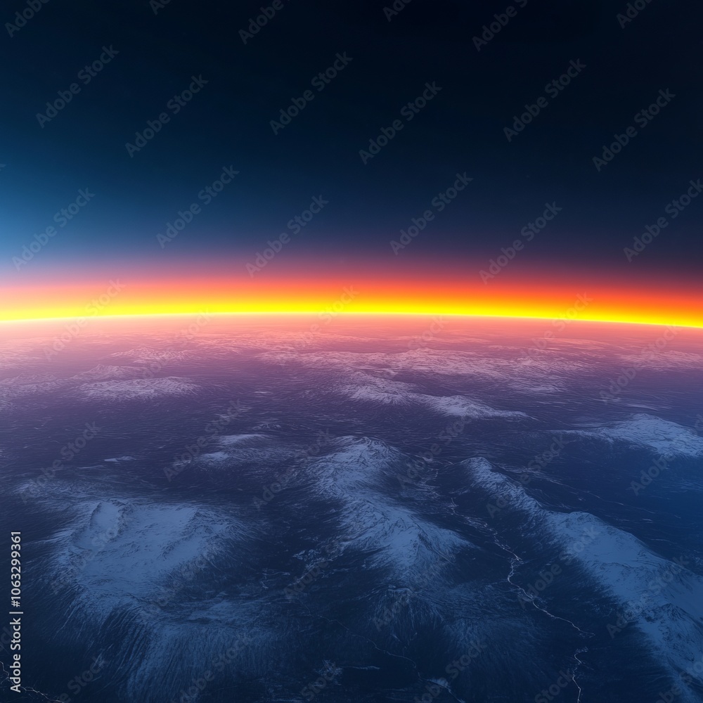 A breathtaking view of Earth from space, showcasing a colorful horizon. A breathtaking view of Earth from space, showcasing a colorful horizon.
