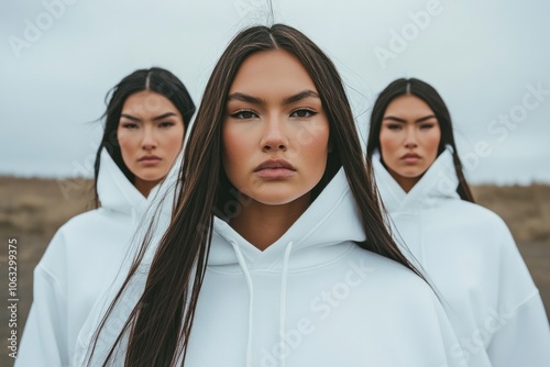 female models wearing white hoodies