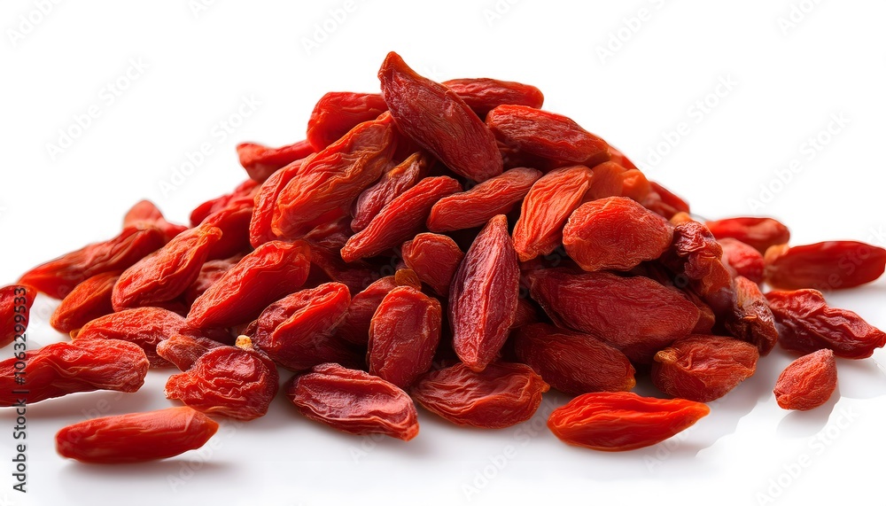 Pile of dried goji berries in a high-resolution macro shot Pile of dried goji berries in a high-resolution macro shot