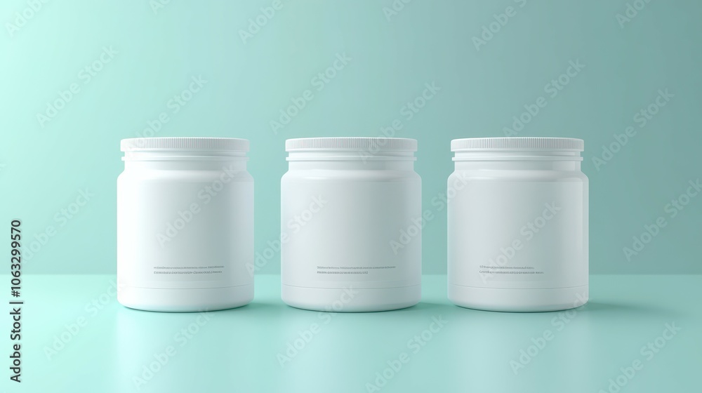 Three Protein Plastic Jar Mockup\ Three Protein Plastic Jar Mockup\