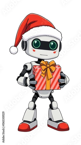 robot with gift illustration 