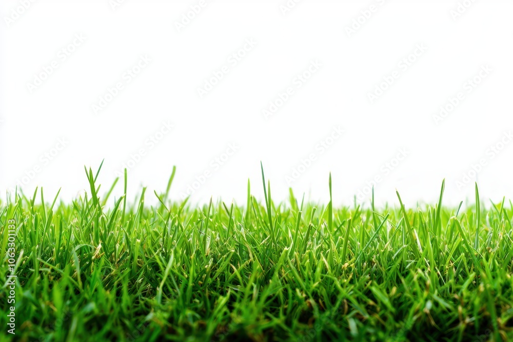 Fototapeta premium Fresh Green Grass in Natural Landscape Setting White Background