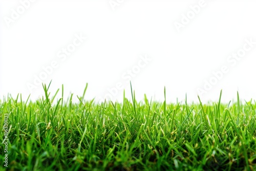 Fresh Green Grass in Natural Landscape Setting White Background