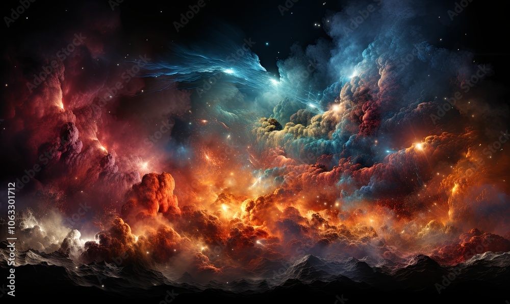 Colorful Space Filled With Clouds and Stars Colorful Space Filled With Clouds and Stars