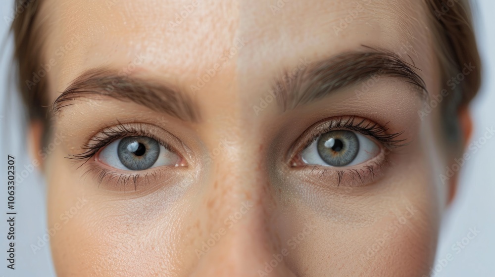 Fototapeta premium Woman with makeup looking directly at the camera.