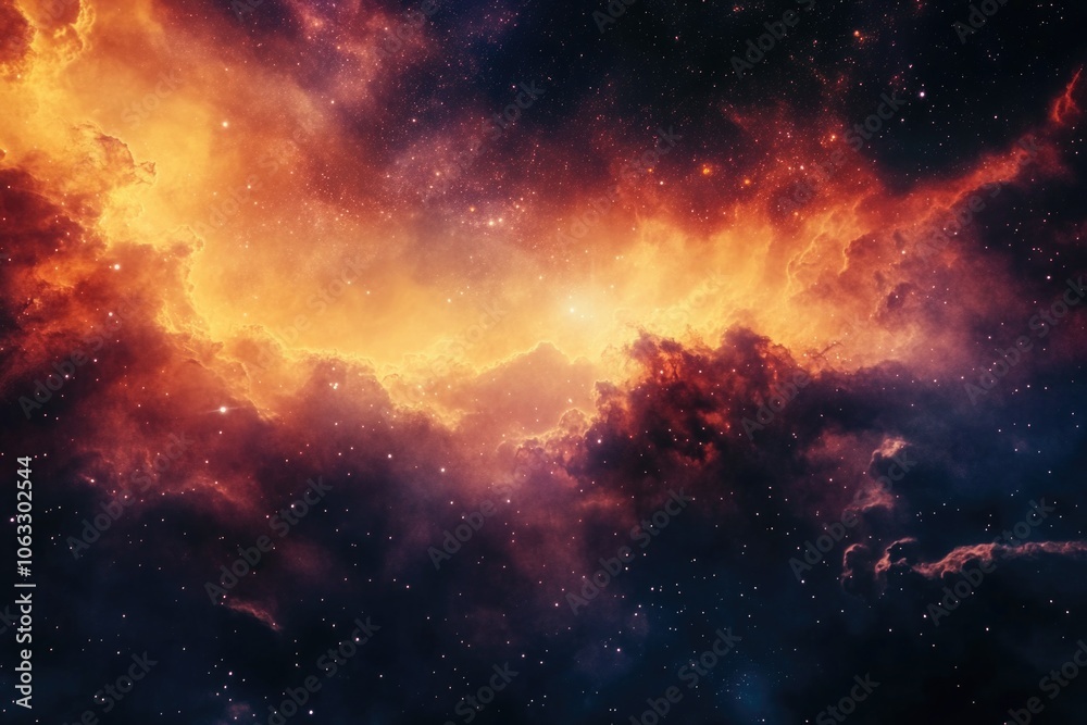Obraz premium Vibrant nebula in cosmic clouds