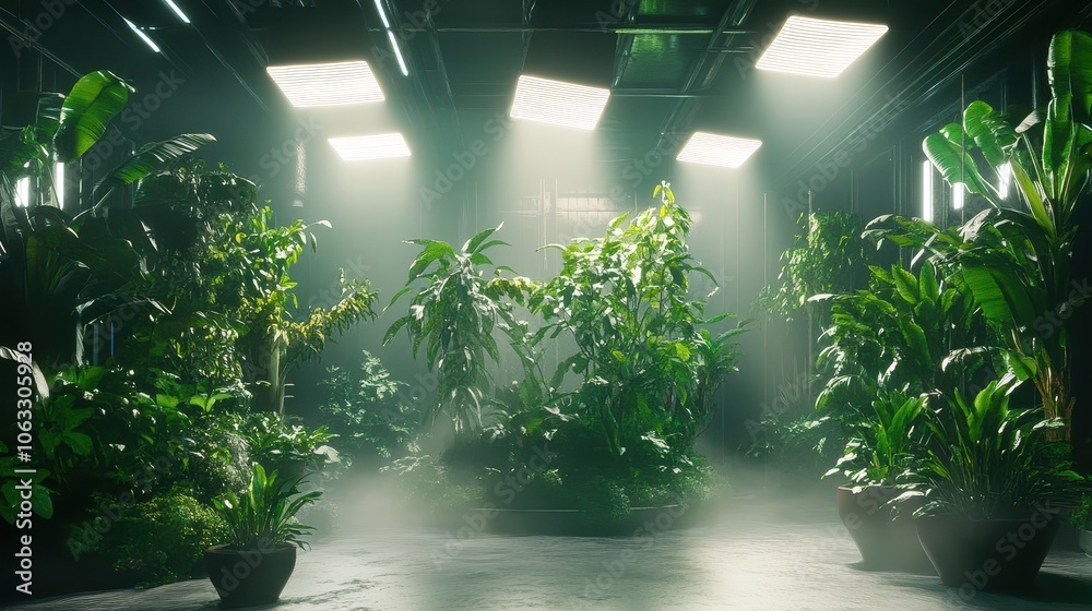 Obraz premium Futuristic Floating Garden in Space Station Interior