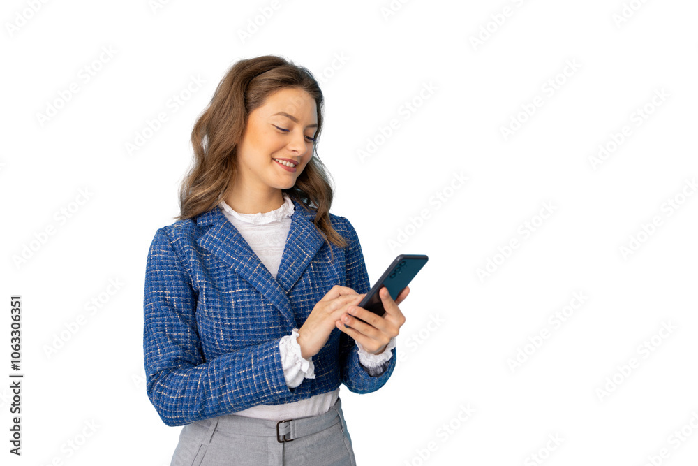 Young businesswoman engaging with her smartphone Young businesswoman engaging with her smartphone