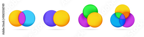 Colorful Venn diagram with overlapping circles, designed for data analysis and infographic presentations. Ideal for business and educational layouts.
