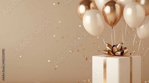 Elegant Celebration with Balloons and Gift Box