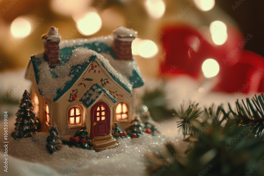 Christmas house Model, on the table Christmas house Model, on the table