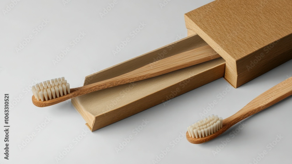Wooden Toothbrush with Box Mockup Wooden Toothbrush with Box Mockup