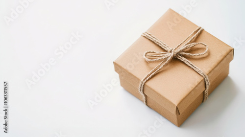 small gift box wrapped in brown paper and twine, perfect for any occasion