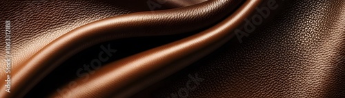 Close-up of a Brown Leather Material with a Smooth and Textured Surface