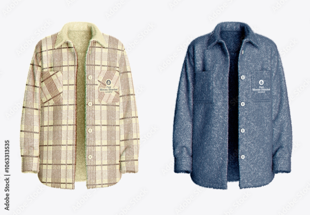 Plaid Woven Shacket Mockup Stock Template | Adobe Stock