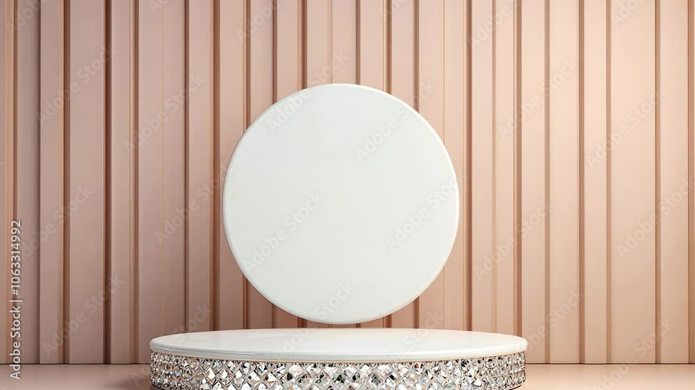Elegant display of a round pedestal against a textured wall, showcasing products or presentations.