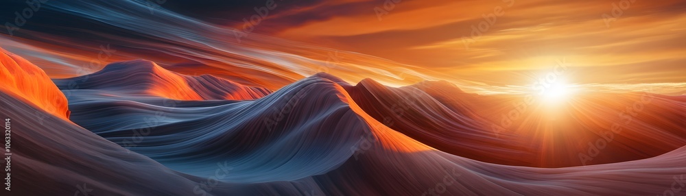 A Sunlit Canyon with Curving, Striped Walls A Sunlit Canyon with Curving, Striped Walls