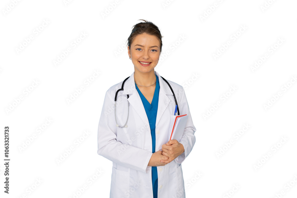 Young female doctor confidently addressing patient concerns Young female doctor confidently addressing patient concerns