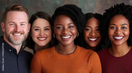 family gathering with diverse ethnic backgrounds smiling and embracing for a joyful portrait capturing the of unity and togetherness photo