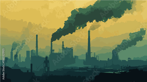 Flat illustration on the topic of air pollution. Environmental pollution.
