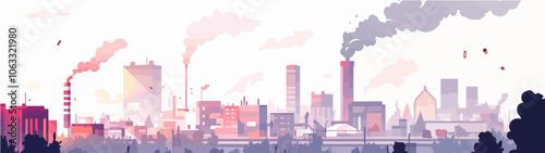 Flat illustration on the topic of air pollution. Environmental pollution.