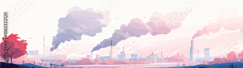 Flat illustration on the topic of air pollution. Environmental pollution.